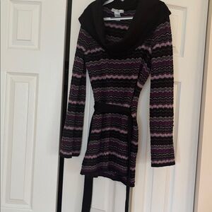 Chic Striped Sweater with Belt